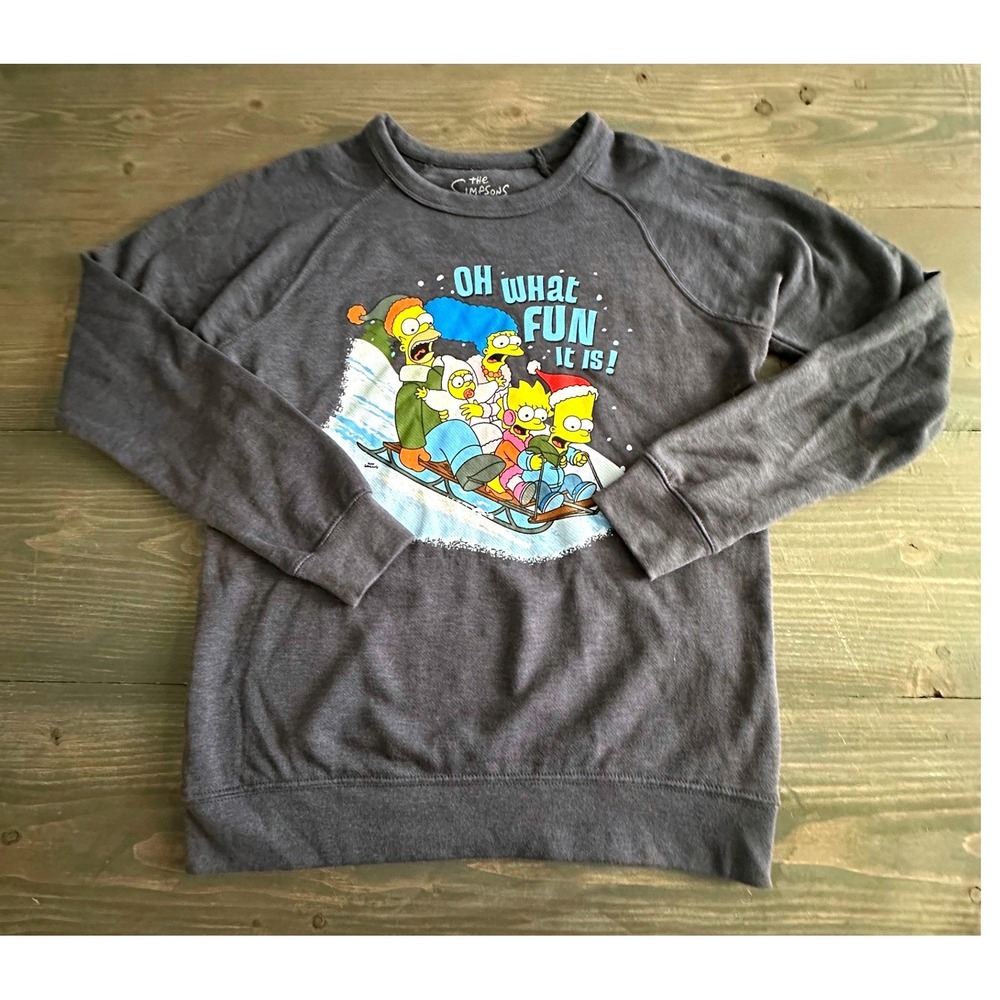Universal‎ Studios The Simpsons Sweatshirt Gray Oh What Fun It Is Unisex Size M